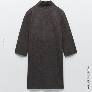 Grey Zara turtleneck comfy dress NWT